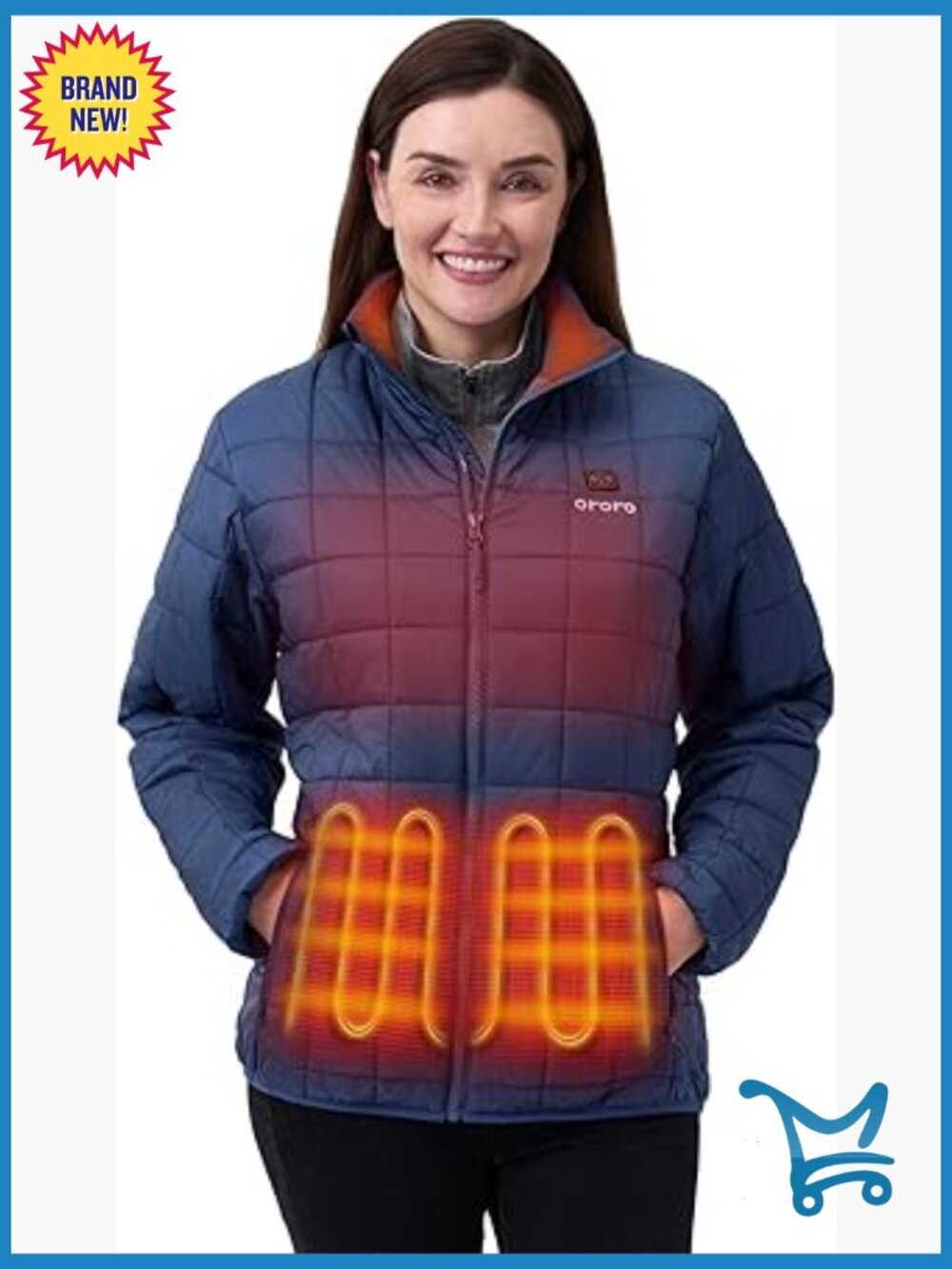 Lightweight Quilted Heated Jacket with Heated Collar and Battery, Womens Coat